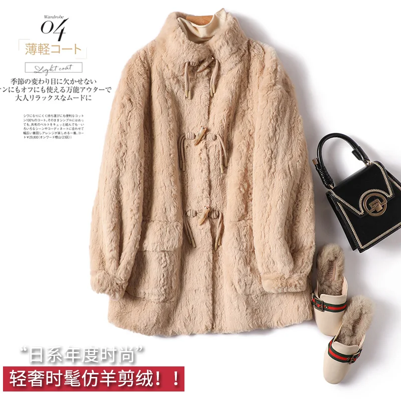 Thin Jacket Women New Fashion Design Coat Faux Fur  Faux Leather  Thick Warm Fur  Vintage  Button  Casaco Inverno Feminino