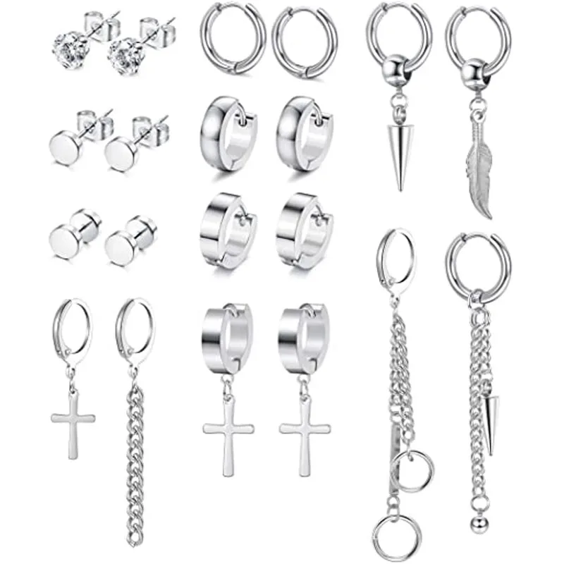 

Серьги-гвоздики из нержавеющей стали с фианитами, 10 пар