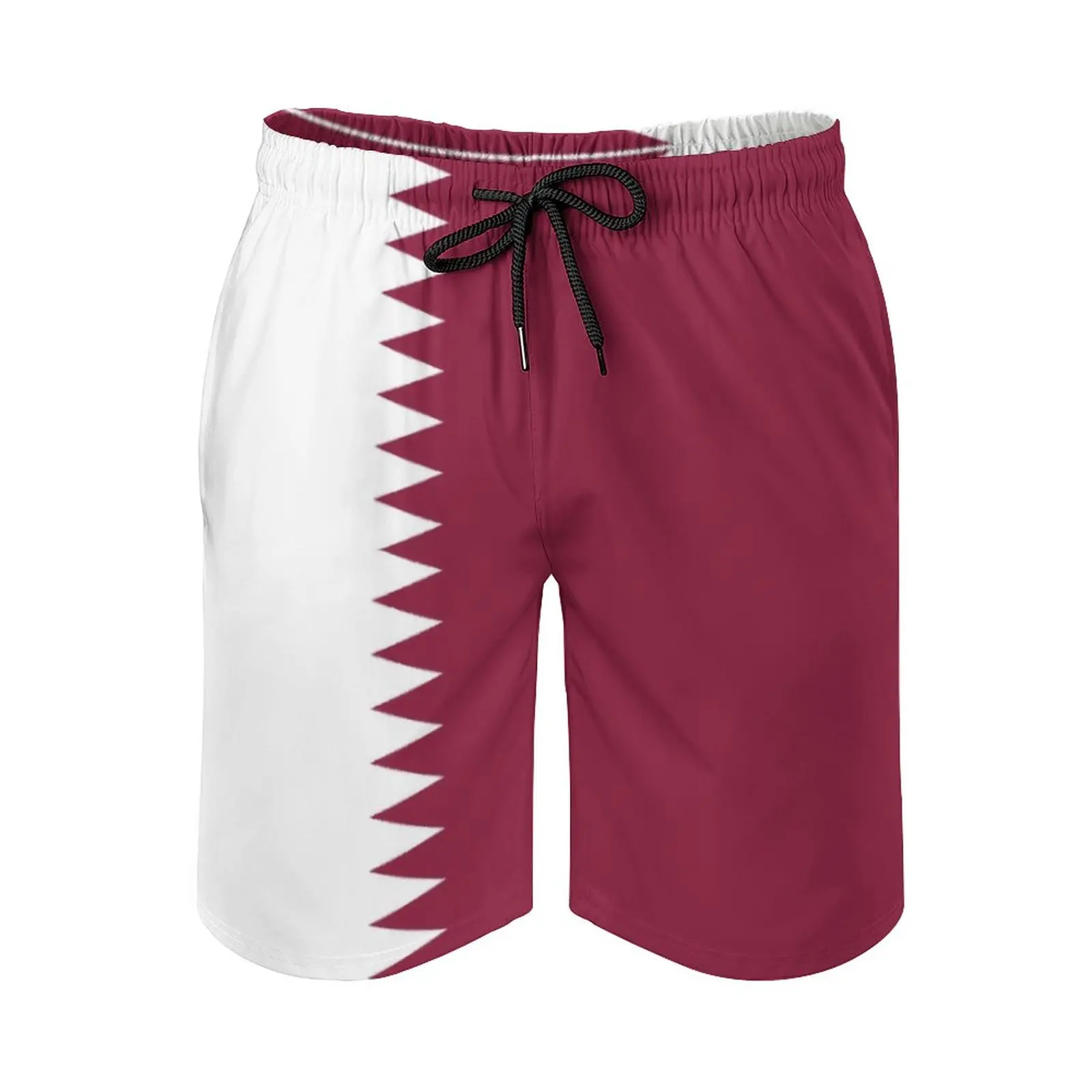 

Anime Men's Beach Shorts Flag of Qatar Loose Stretch Beach Vintage Male Shorts Sports Adjustable Drawcord Breathable Quick Dry