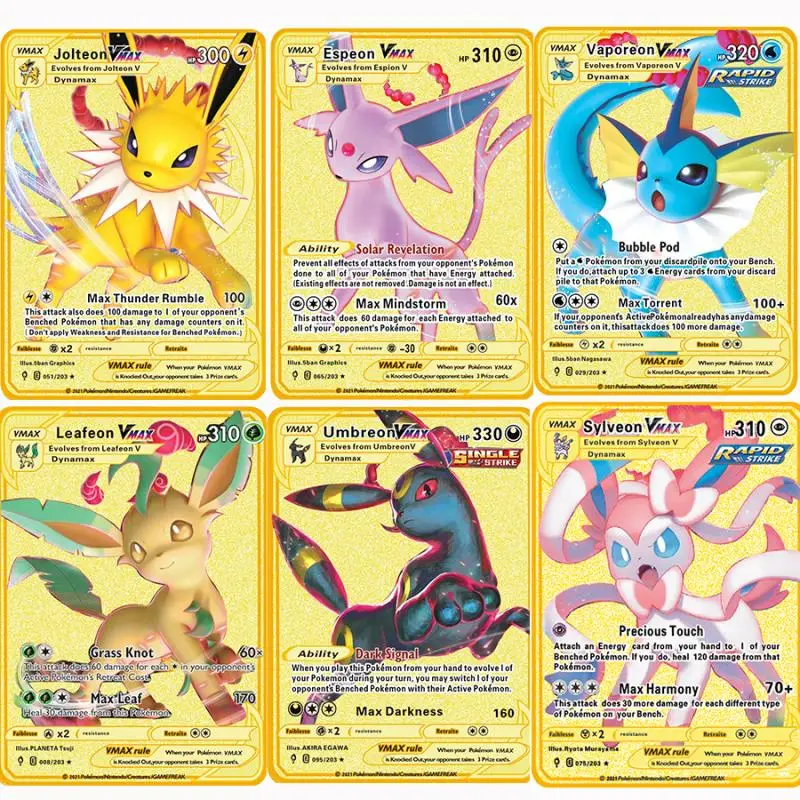 Фото Покемон Пикачу «сделай сам» карточка Eevee Charizard Garbodor Gyarados Umbreon Duraludon аниме золотистый металл Коллекционная игра №2
