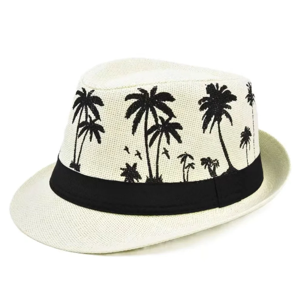 

Hot sale Summer Style Child sunhat Beach Trilby Sun hat Straw panama Hat For boy girl Fit Coconut Palm