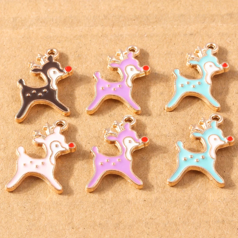 

10pcs 15x20mm Cartoon Enamel Animal Deer Charms Pendants for Jewelry Making DIY Drop Earrings Necklaces Handmade Crafts Supplies