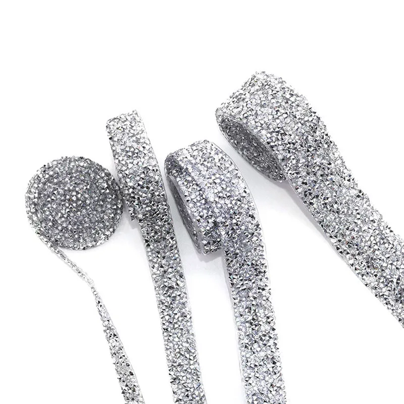 

1 Yard Sewing Trim Crystal Motif Strass Hot Fix Rhinestone Tape Applicator Ribbon Applique For Dress Cloth Decor Crafts