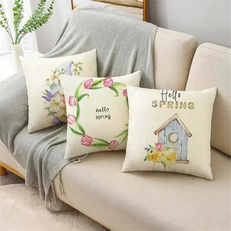 Простые и свежие весенние наволочки из серии цветов растений украшение для дома