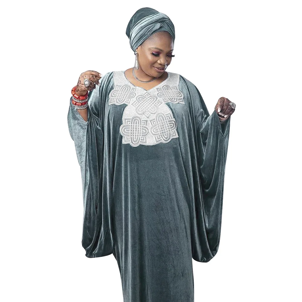 

African Women's Abaya Long Robe Hijab Embroidery Muslim Maxi Dress Turkey Boubou Dubai Moroccan Kaftan Turkish Islamic Clothing