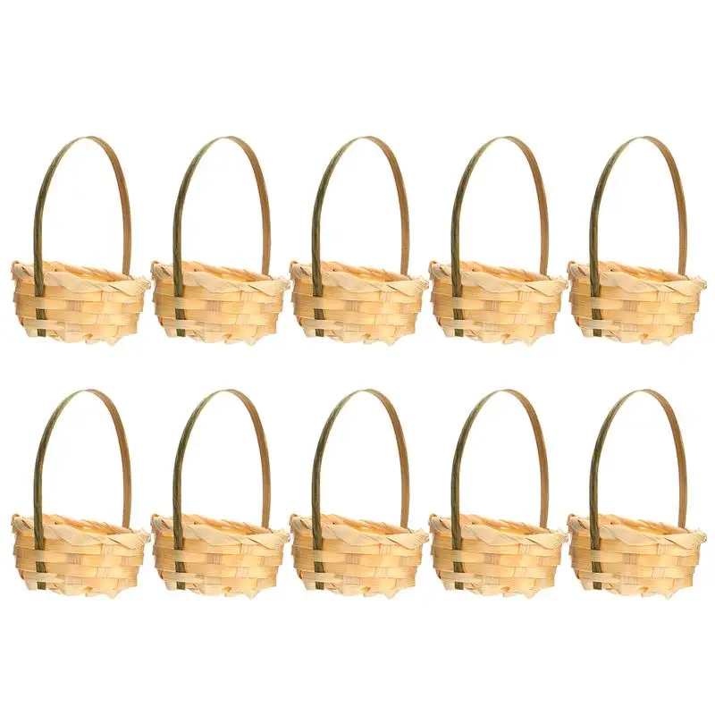

10Pcs Bamboo Woven Flower Storage Baskets Multi-functional Basket Storage Holders