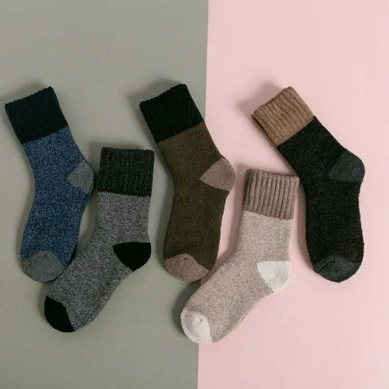 Autumn Winter Middle Barrel Business Men Socks Warm Rabbit Wool Sock Retro Tube Personality Sen National Wind