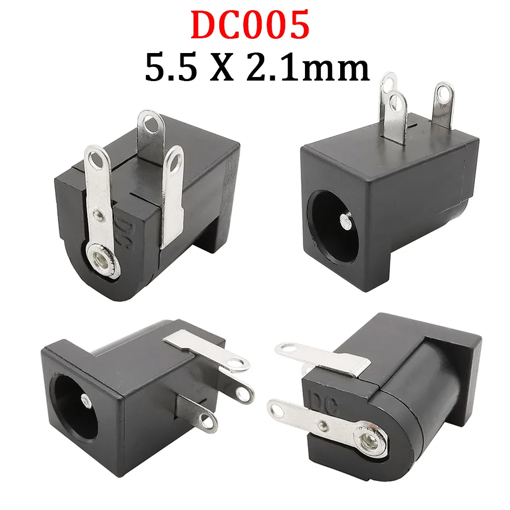

100Pcs DC-005 Power Connector DC005 3Pin 5.5x2.1mm DC Universal Power Supply Socket 5.5*2.1mm Black Power Female Plug Supply Jac