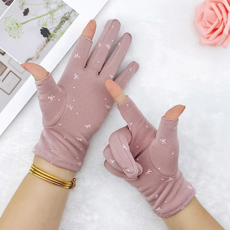 

Women Fashion Two-finger Exposed Writing Games Play Phone Fingerless Gloves Half Fingers Golves Driving Slip-resistant Mittens