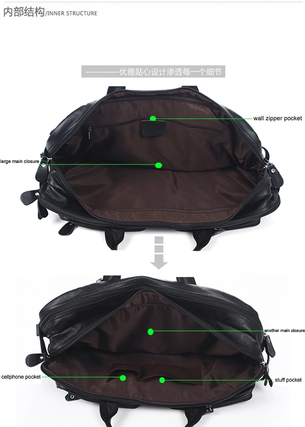 Рисунок 5 - Женский однотонный рюкзак с несколькими карманами