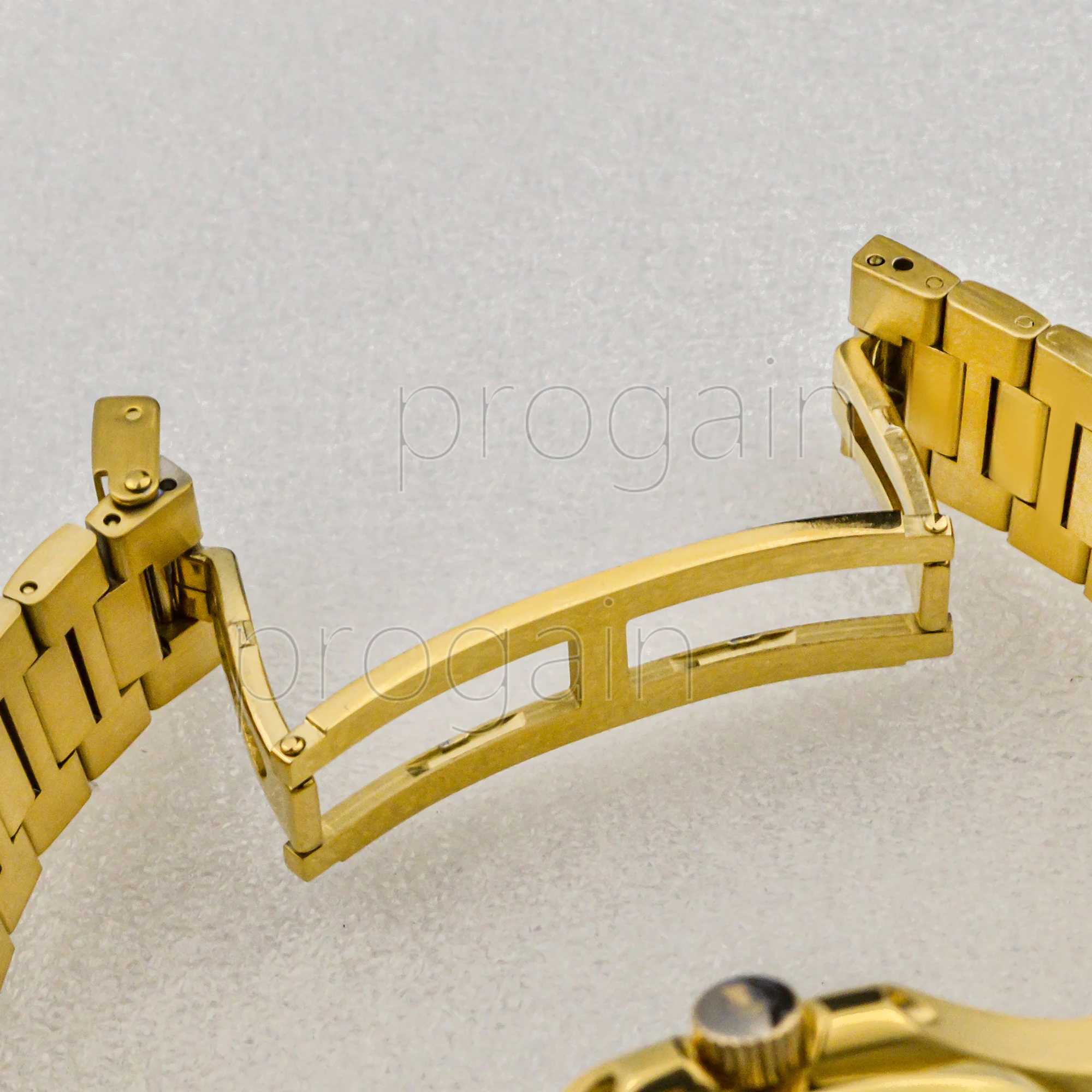 Золотые мужские часы из нержавеющей стали 316L Прозрачный женский ремешок