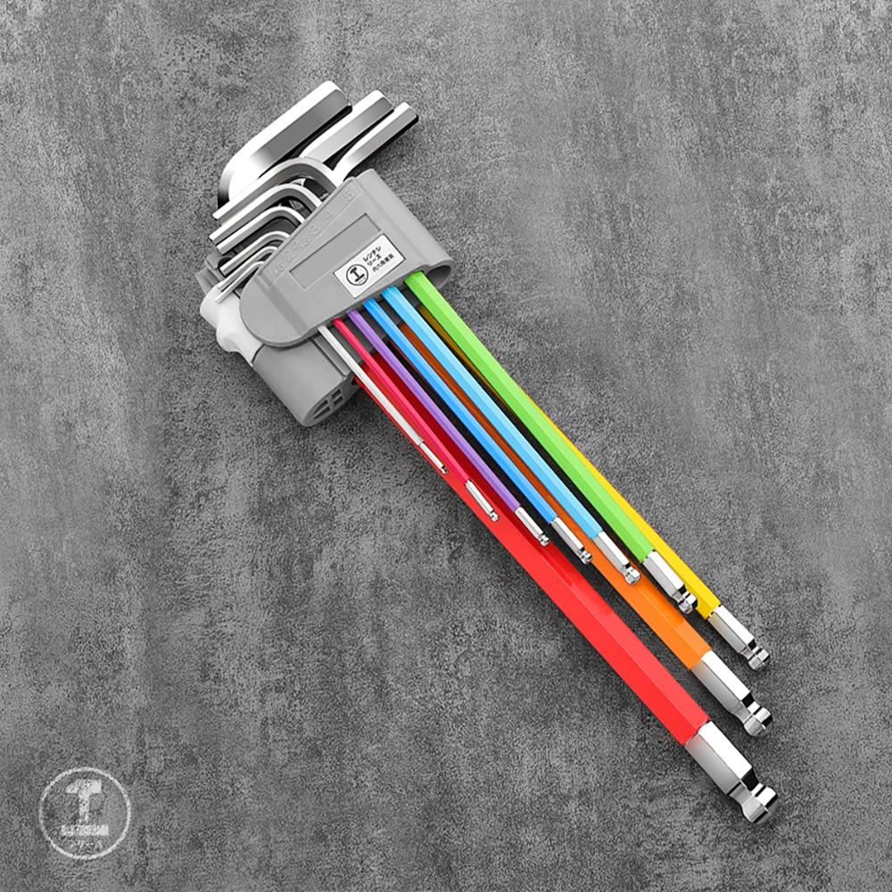 

Color Bike Repair Tools L-wrench Bicycle Inner Hexagon Tool Hex Key Wrench Set1.5/2/2.5/3/4/5/6/8/10mm Ball-ended 9p