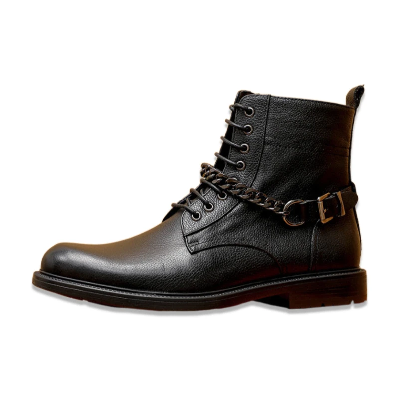 

Eioupi New Arrival Classic Calfskin Leather Sheepskin Lining Men's Business Black Dress High Shoes