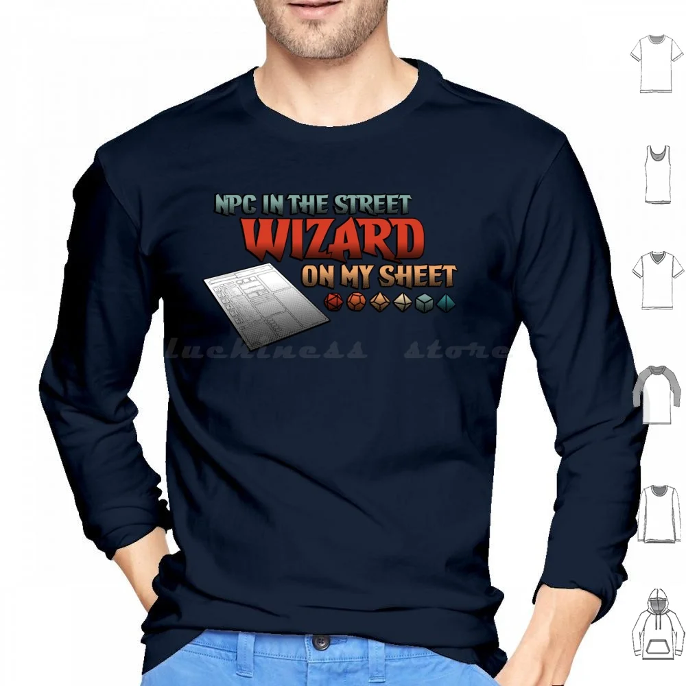 Толстовки с капюшоном Wizard на моем листе длинным рукавом и игровые кости Dnd D