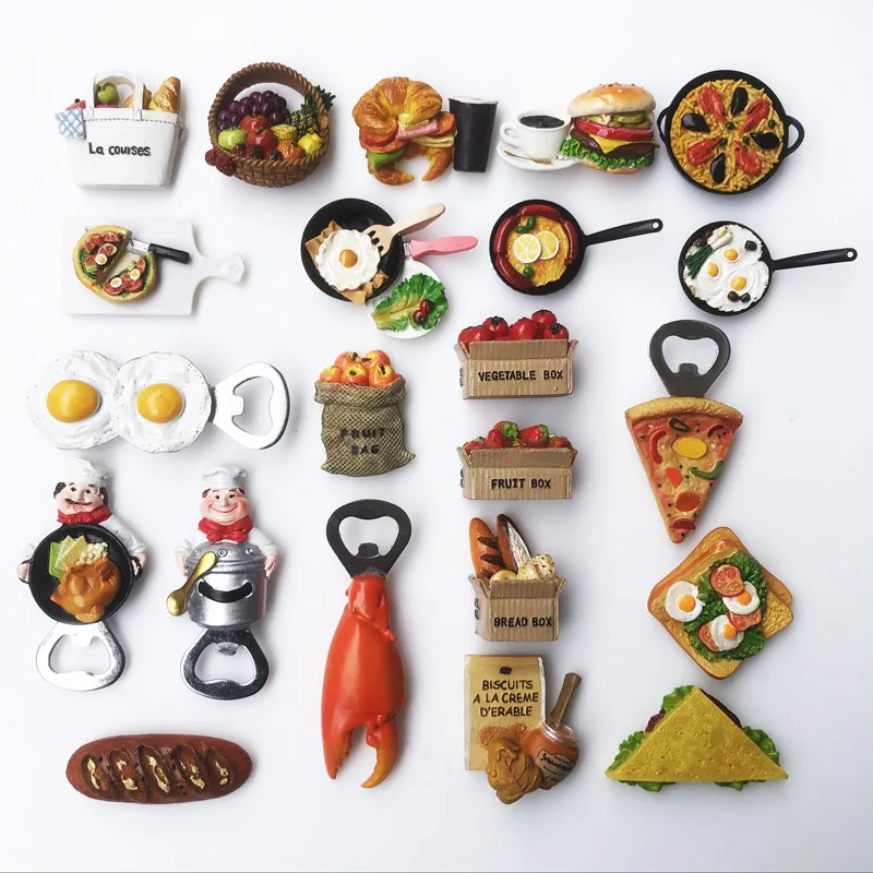

Creative 3d Delicious Food Opener Fridge Magnets Hand-painted Decorative Magnetic Refrigerator Stickers