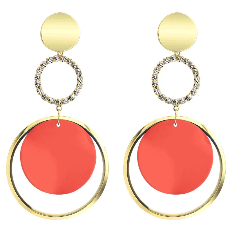 

Round fashion exaggerated temperament personality studs long style rhinestone earrings Free shipping for $1Goddess temperament