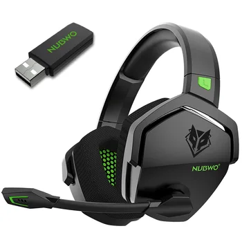 NUBWO G06 Headset Gaming Nirkabel untuk PS5 PS4 PC Laptop Headphone Over-Ear dengan Mikrofon 2.4G BT Headset Nirkabel/Berkabel untuk Game 1