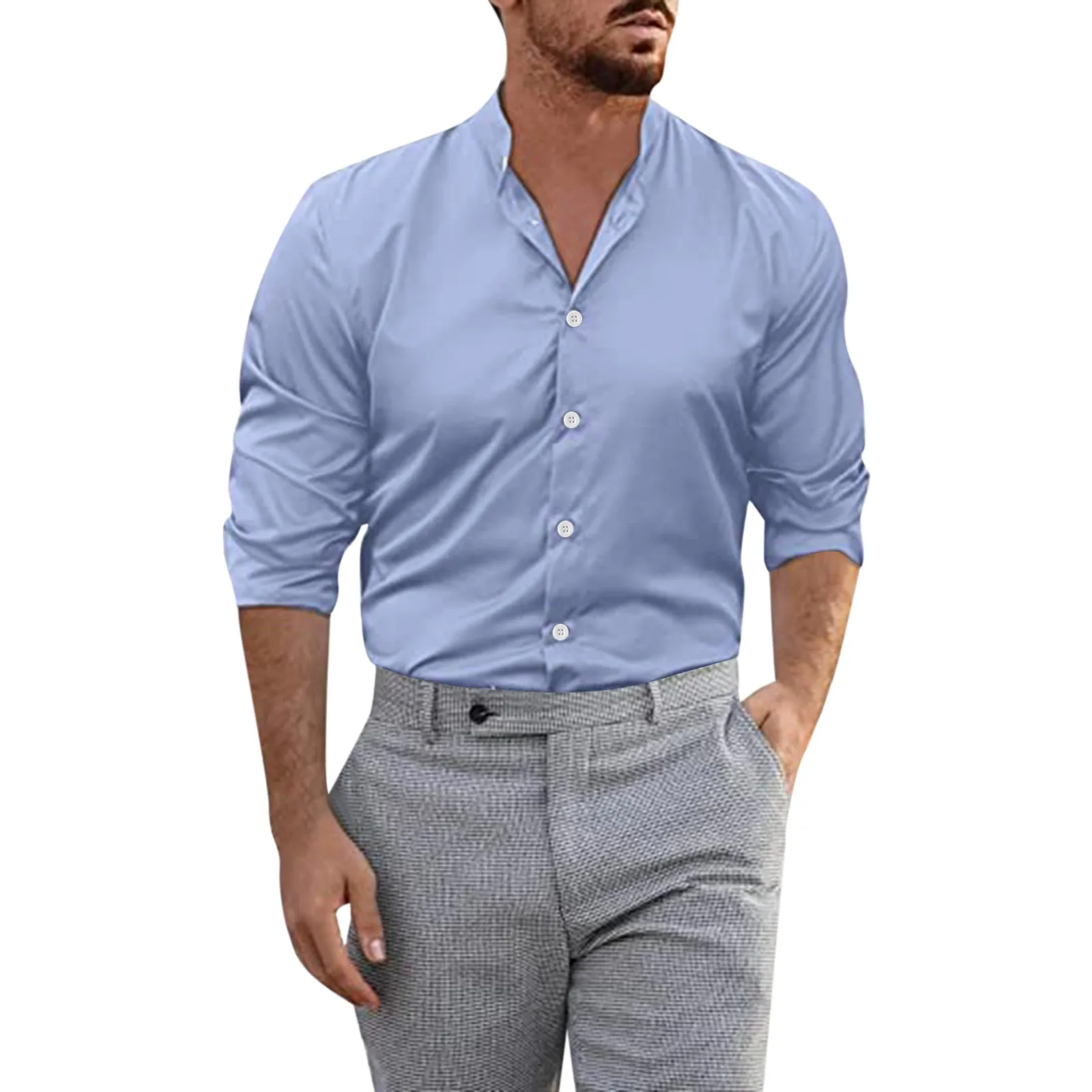 

Рубашка мужская атласная с длинным рукавом, модная деловая формальная сорочка в британском стиле, приталенная, осень