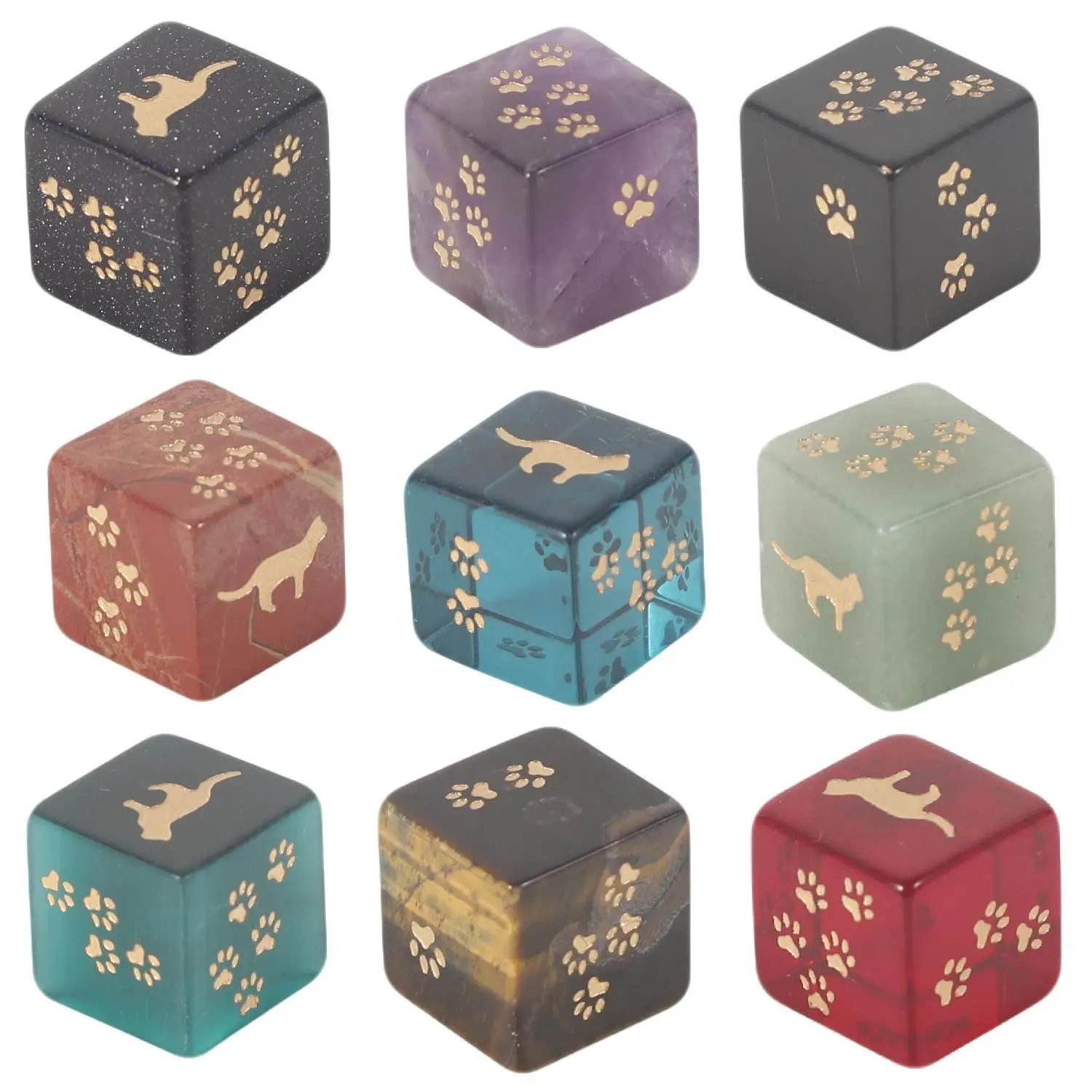 Фото Натуральные аметистовые кубики «Кошачья лапка» для D&D, D6, с кристаллами и камнями, для настольных ролевых игр DND RPG №1