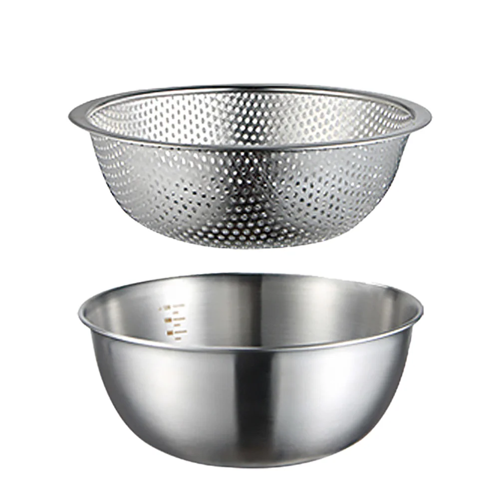 

Bowl Washing Steel Strainer Stainless Basket Kitchen Bowls Colander Vegetable Drainer Fruit Rice Basin Drainage Drain Mixing