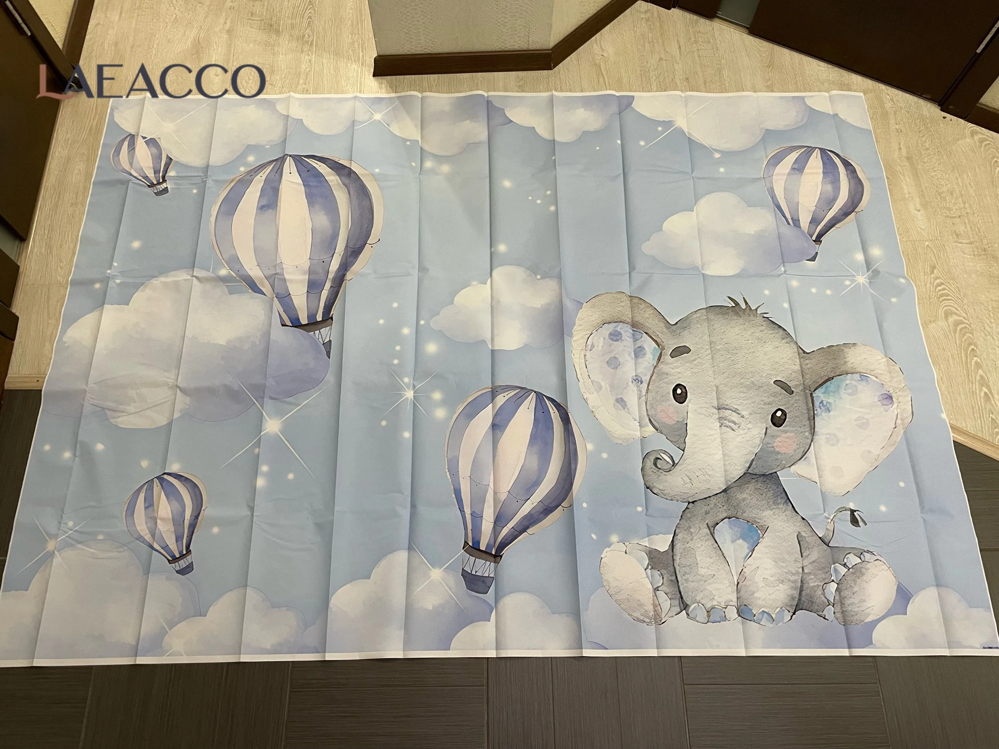 Фон для фотосъемки с изображением слона вечеринки в честь рождения мальчика и