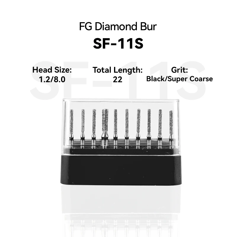 

1Set Dental Tools Clinic Products SF-11S 111-012S Diamond Bur FG High Speed 1.2/8.0 22.0mm Black Super Coarse Medium Intra-oral