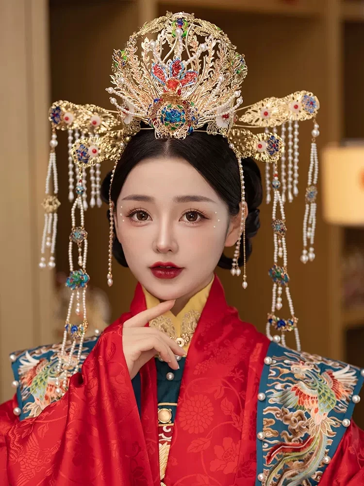 

Gorgeous Chinese Style Traditional Phoenix Coronet Long Tassel Hairwear Cheongsam Bridal Headdress Wedding Hair Accessory