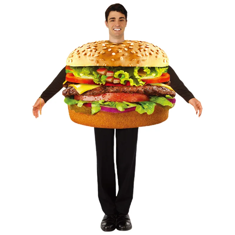 Unisex Food Hamburger Costume Tunic Sponge Suit Adult Men Women Funny Purim Halloween Party Fancy Dress Cosplay