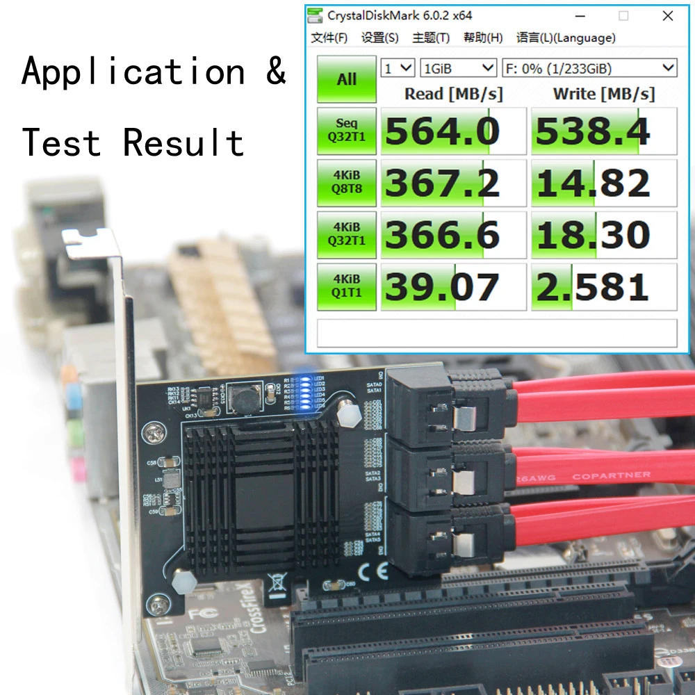 Фото 6 портов SATA 3 PCI Экспресс Плата расширения PCI-E/PCIE SATA контроллер SATA множитель SATA3 6 Гбит/с ASMedia ASM1166 чип для HDD SSD №5