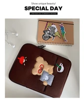 new embroidery toast ipad tablet laptop inside bag south korea instagram cute laptop bag 13 3 inner bag
