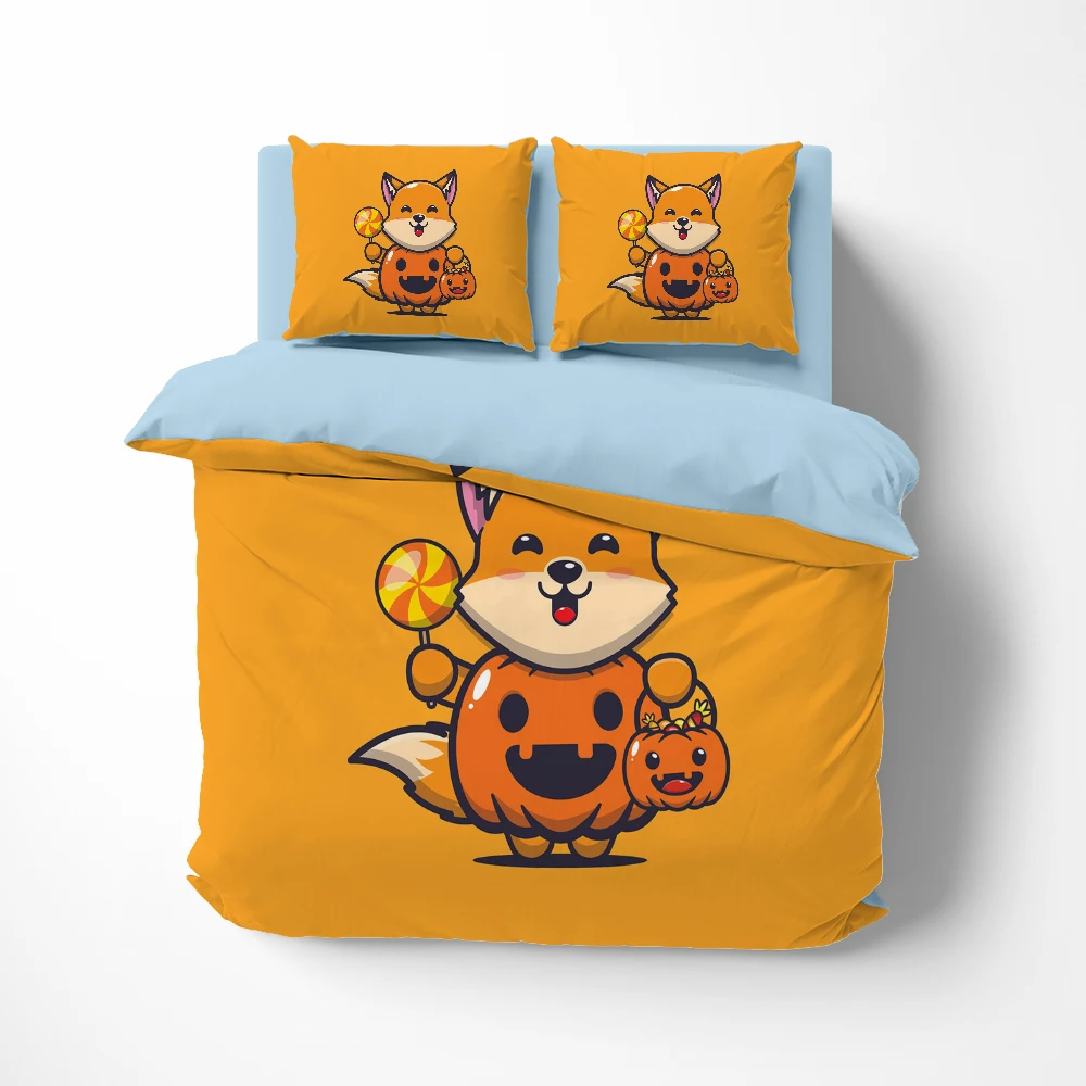

Linens Cartoon halloween Bedding set twin queen king euro bed linen Quilt/Duvet cover set 2bedrooms lovely Bed set for fox