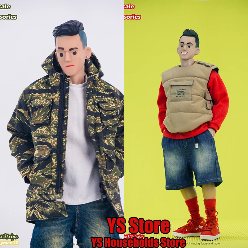 Мужской джинсовый костюм с принтом тигра Свитшот и жилет 12 дюймов