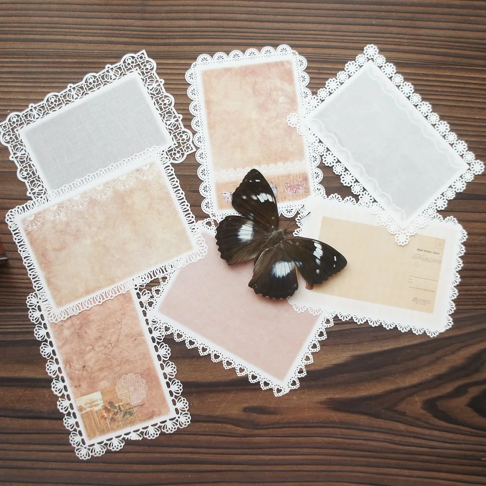 

10 Sheet Cotton Linen Fabric Pattern Lace Frame Craft Paper As Creative Background Scrapbooking DIY Decoration Use