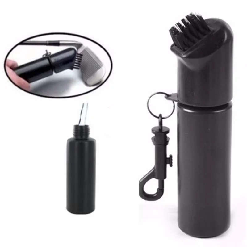 Protable Golf Club Groove Brush Plastic Cleaning Brush Golf Cleaner With Water Bottle Self-Contained Water Brush - Black Ball