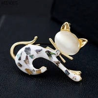 cute and simple brooch personality opal cat brooch fashion animal series ladies corsage