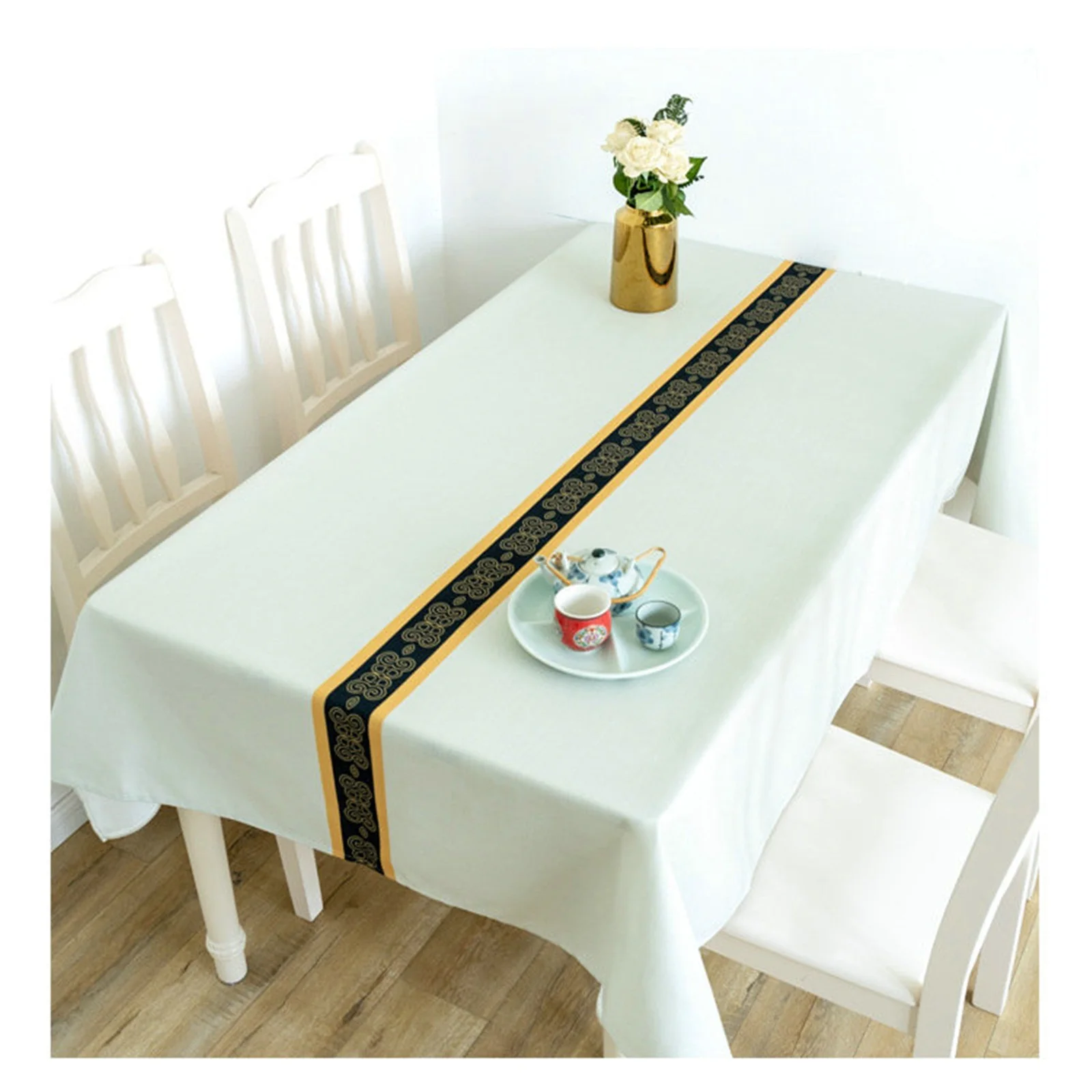 

Polyester Tablecloths, Waterproof Table Covers Vintage Pattern White Dining Table Coffee Table Deco