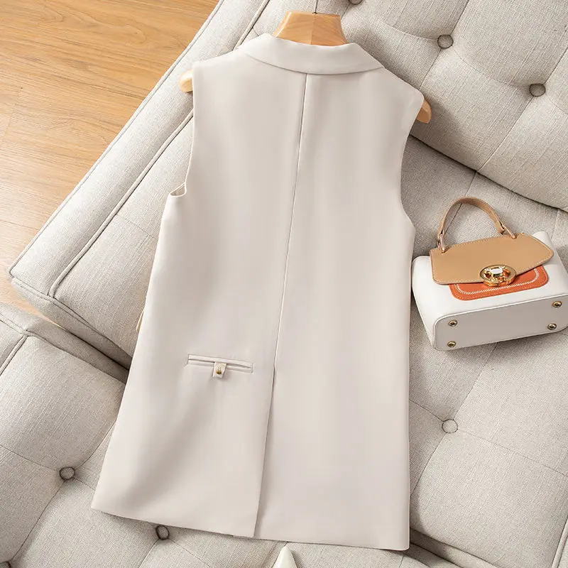 Fashion Women's Blazer Vest Cardigan Sleeveless Jacket Back Slit Leisure Basic Waistcoat Slim Fit New Cheap Wholesale