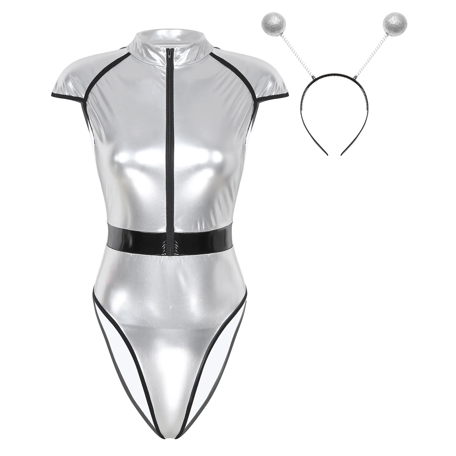 Женские комплекты для ролевых игр Alien боди на молнии спереди с короткими рукавами