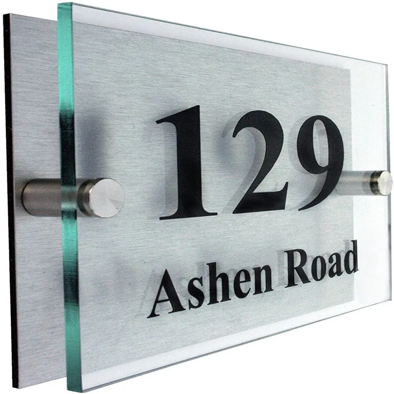 

DIY табличка с номером дома, кошки, венчик, табличка с номером дома | 2 части из акрила и матового алюминия, Премиум налет, плавающий задний лого...