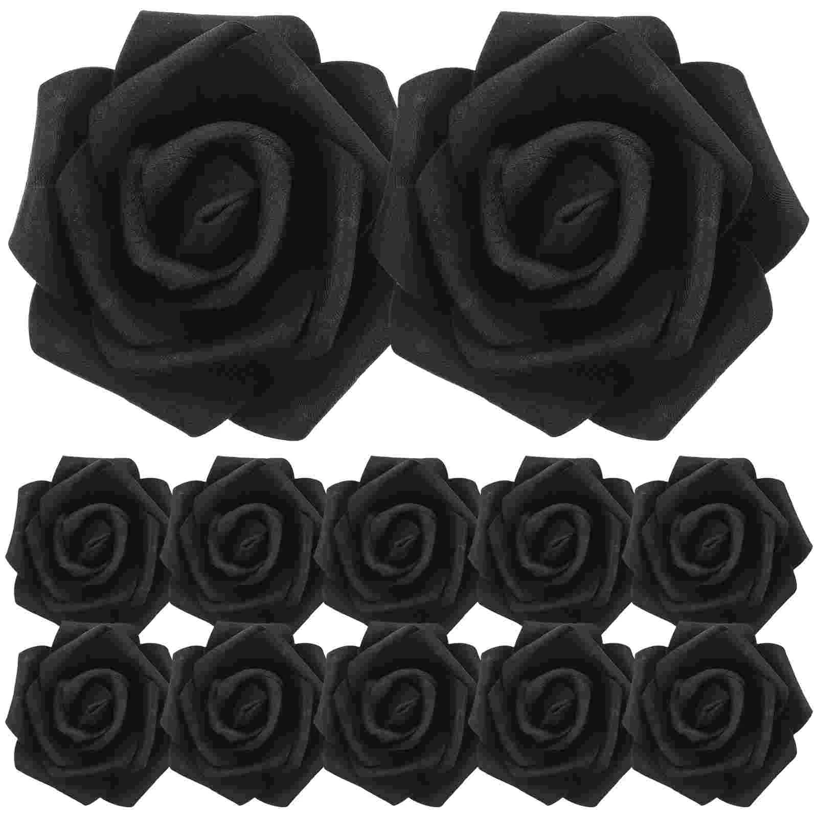 

100 Pcs Black Decor DIY Flower Head Artificial Flower Rose Flower Petals Wedding Table Centerpiece Mini Rose Head