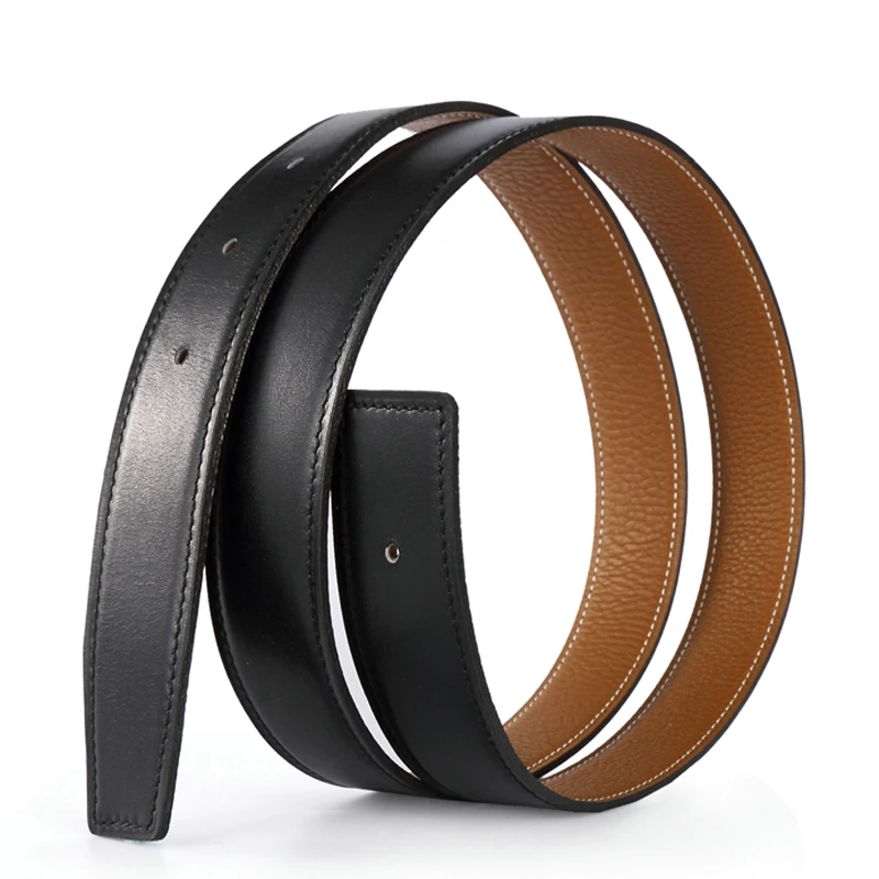 Ultra-thin genuine buckle special no buckle no head leather belt men's and women's sub-belts