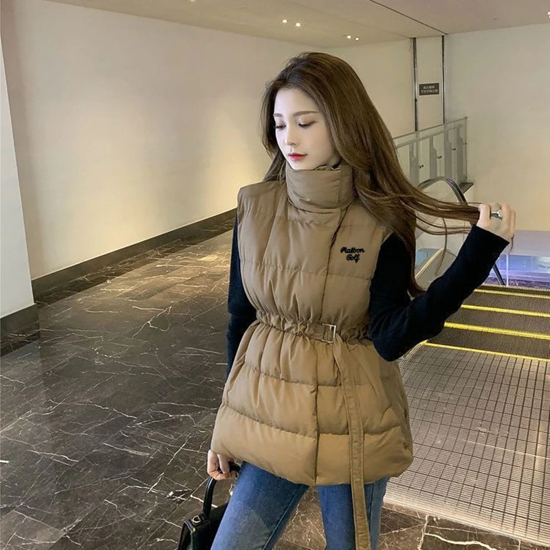 Winter 2022 New Women Golf Vest Jacket Korea Fashion Windproof Warm Golf Wear Clothing Ladies Down Cotton Waistcoat Coats Woman