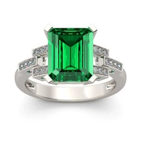 2021 new hot sparkling green cz rings for women jewelry anniversary gift sliver color anel bagues femme engagement fashion ring