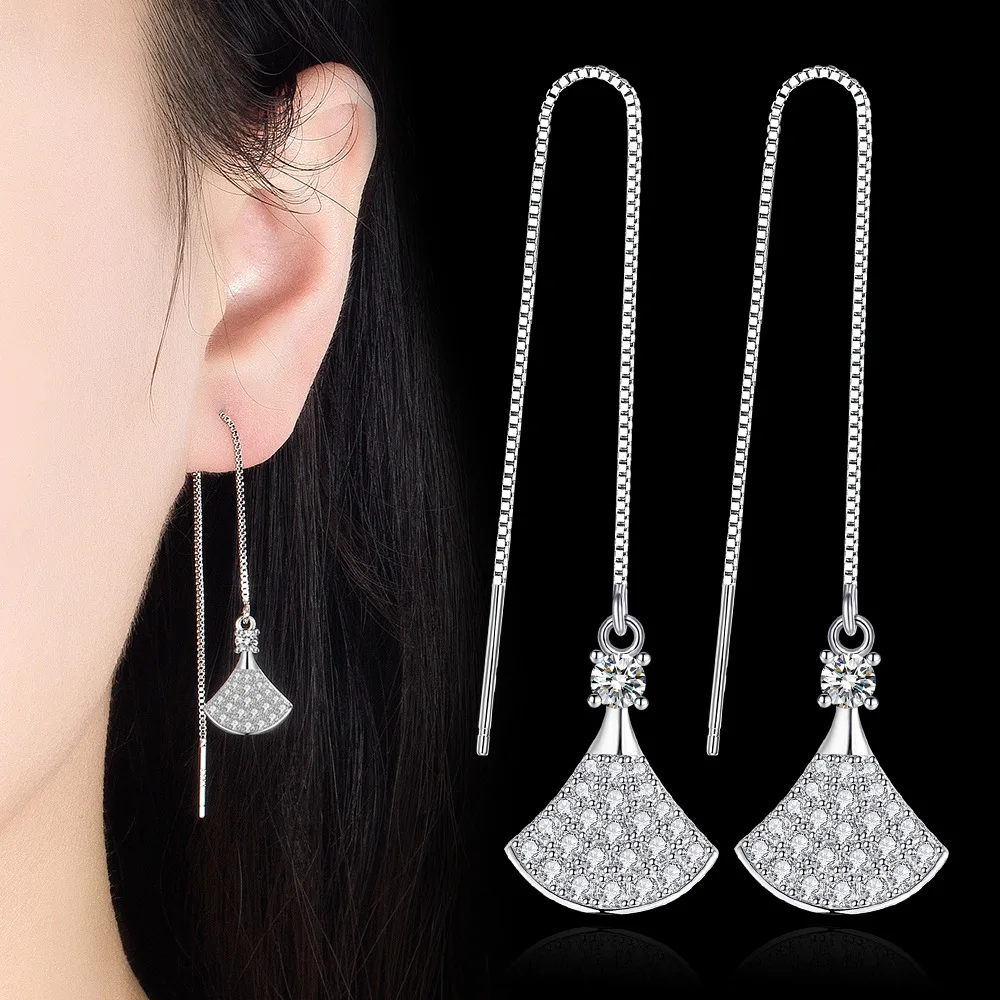 

2022 New Luxury Rose Gold Silver Color Sector Earings for Women Anniversary Gift Jewelry Wholesale E6632