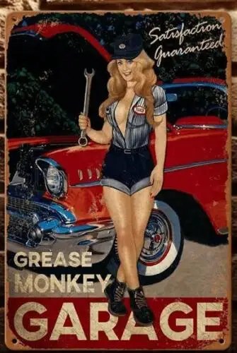 Металлический жестяной знак для гаража в виде обезьяны