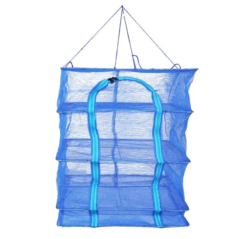 

Mesh Drying Rack 4 Layer Hanging Drying Rack Foldable Drying Rack Net Dryer Folding Fish Mesh Collapsible Dry Net With Zippers