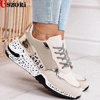 sneakers women shoes 2022 lace up platform sports shoes for ladies leopard faux fur running wedges footwear zapatillas mujer