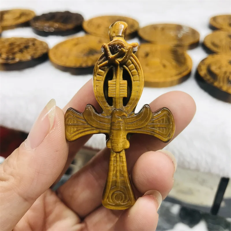 

Натуральный камень тигровый глаз в форме Креста чакра, 1 шт., исцеляющий кристалл, резной камень в форме Креста, коллекция ювелирных изделий, ...