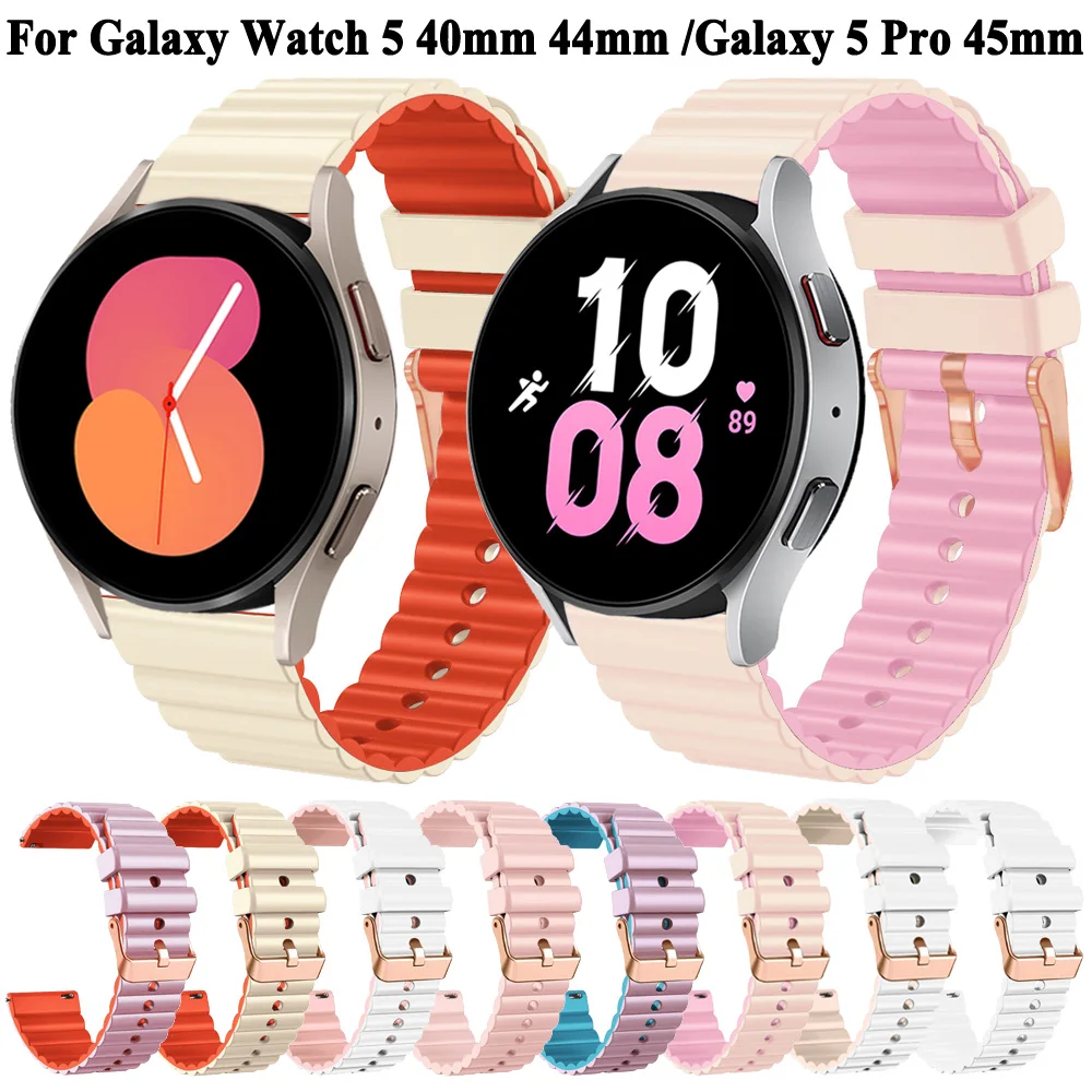 

Silicone Strap For Samsung Galaxy Watch 5 Pro 45mm 4 40mm/44mm Classic 46mm/42mm Bracelet Wristband For Galaxy Watch Gear S2