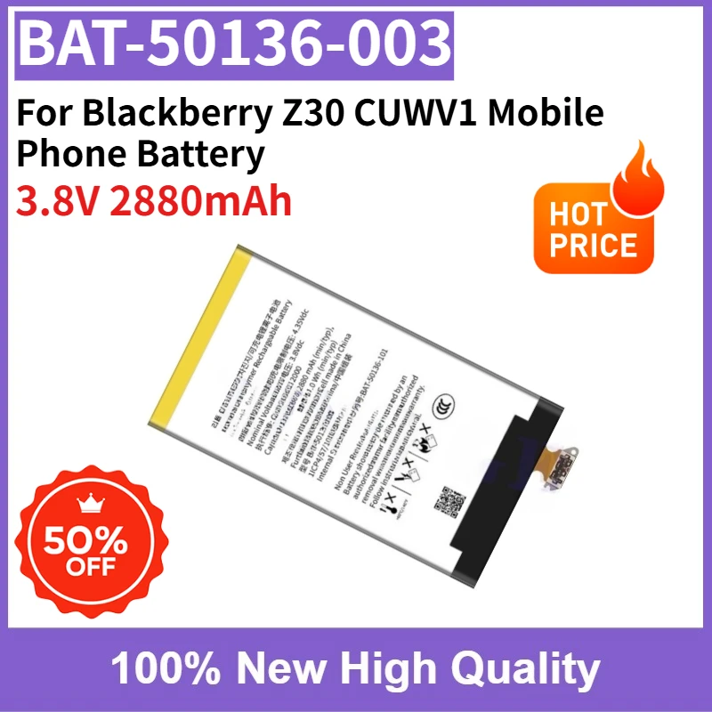 Фото Аккумулятор BAT-50136-003 для мобильного телефона Blackberry Z30 CUWV1, 3.8В, 2880мАч, высокое качество, абсолютно новый №1